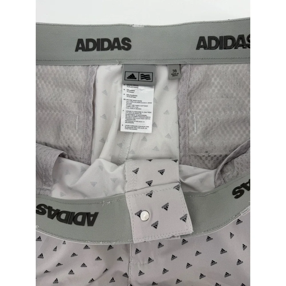Adidas Golf Mens Grey All Over‎ Logo Print Performance Shorts Size 38